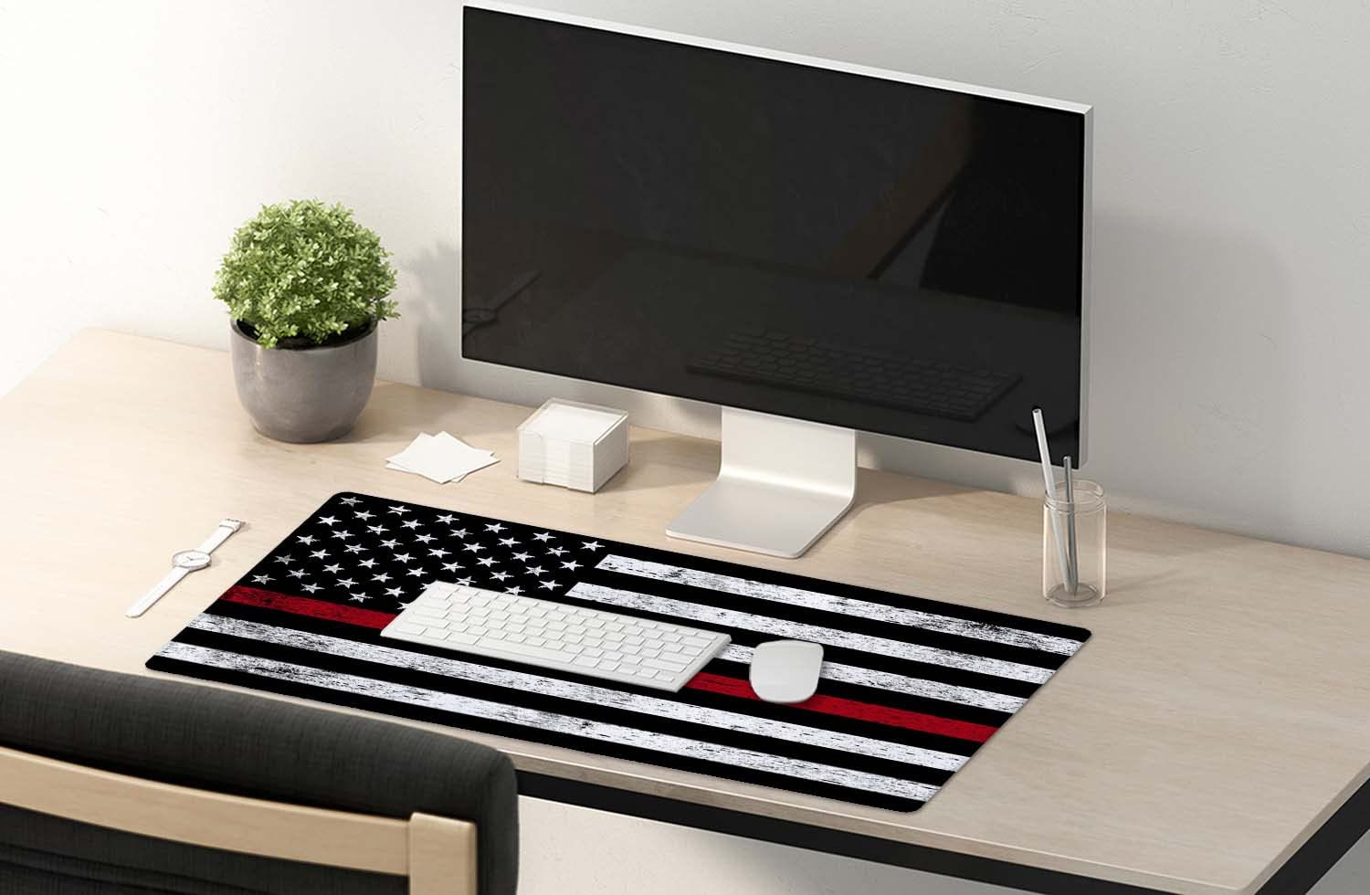 SSOIU Extended Gaming Mouse Pad (35.5x15.7 in), Large Stable Rubber Base Mousepad with Stitched