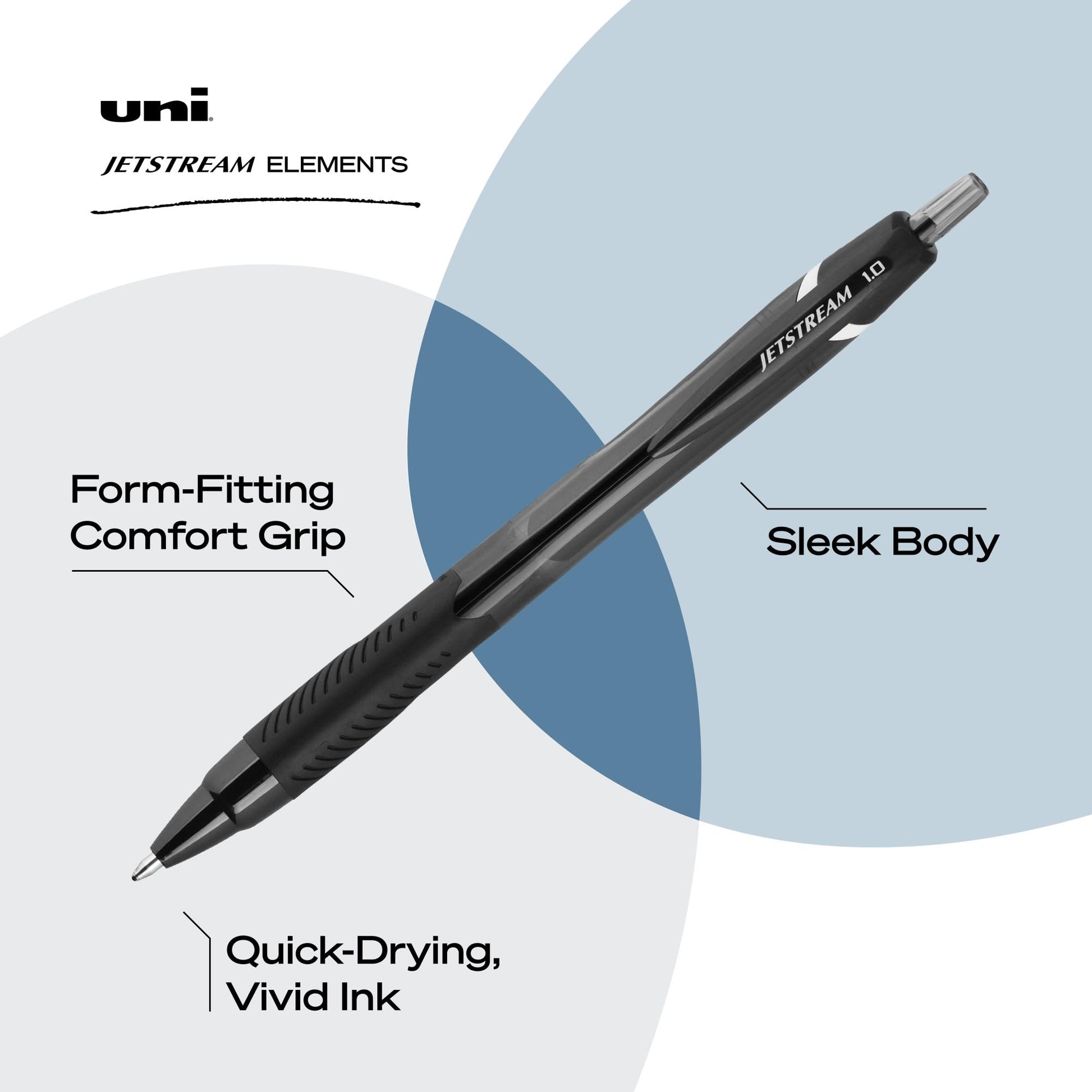 uniball™ Jetstream Elements Ballpoint Pens, 1.0mm, Black Ink, 5 Pack