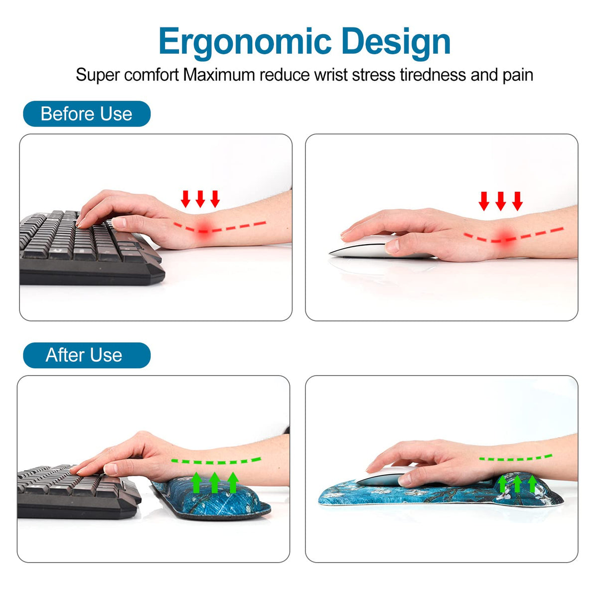 ToLuLu Keyboard Wrist Rest Pad Ergonomic Mouse Pad Set, Gel Mousepad for PC