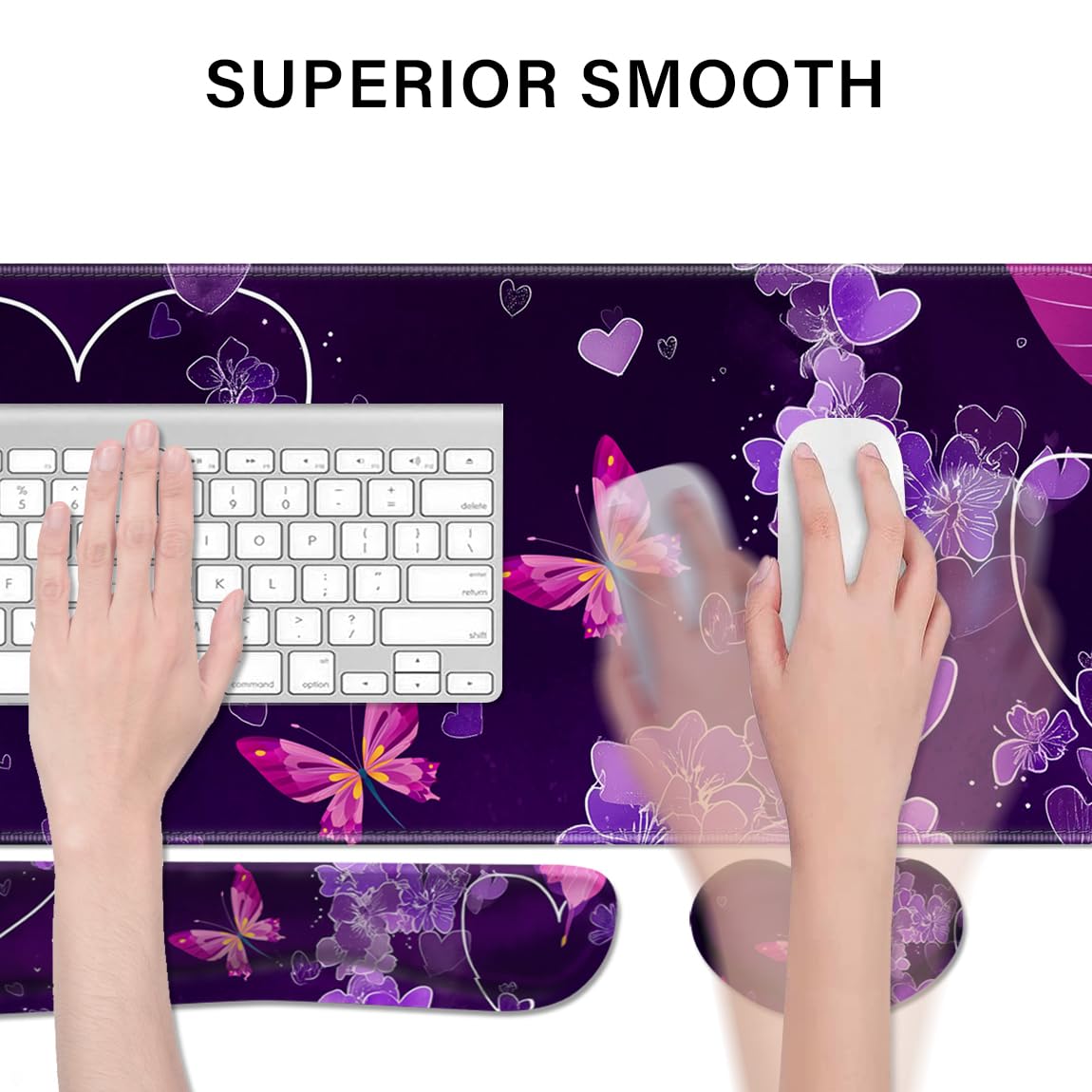 Desk Pad and Keyboard Wrist Rest, Large Mouse Pad + Keyboard Pad+Mouse Wrist Support, Non-Slip Desk