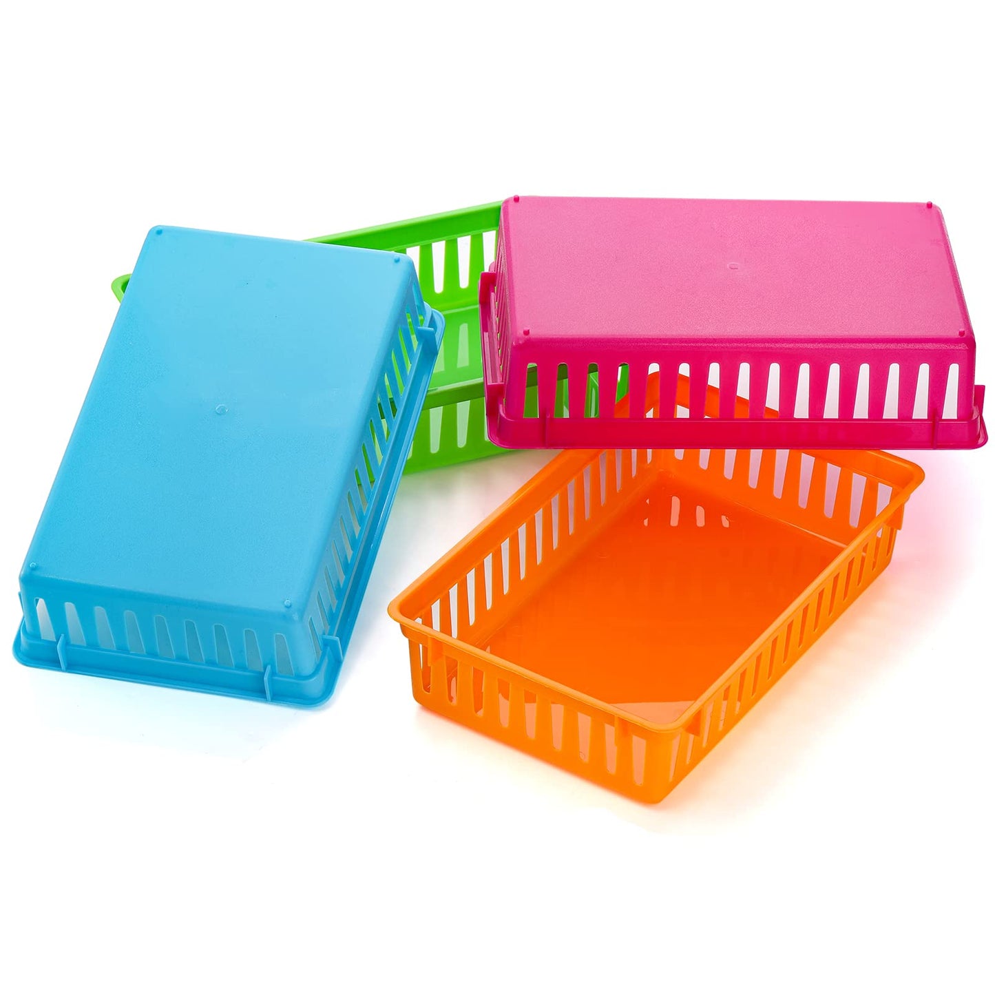 DEAYOU 16 Pack Classroom Storage Baskets Bins, Small Plastic Organizer Basket, Colorful Storage