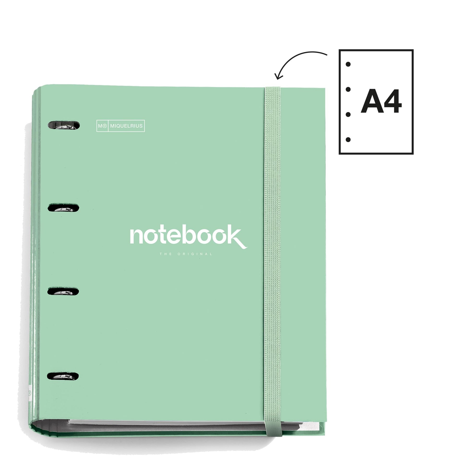 Miquelrius - A4 4 Ring Binder + Refill 100 A4 Sheets, Small Squares 5 mm, Paper 90 g/m², Rubber