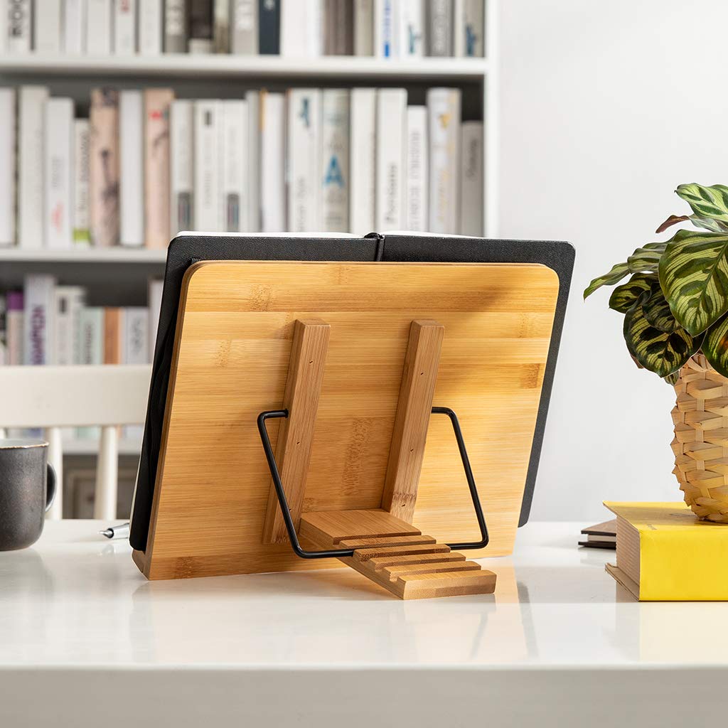 wishacc Book Stand XL-Large Size 15.4" x 11.0" Main Board-Adjustable Foldable Book Holder with Page