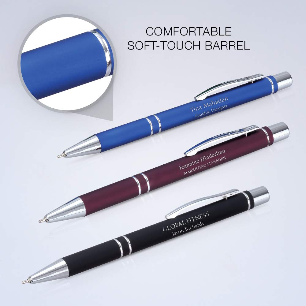 10 Custom Laser-Engraved Metal Ballpoint Gel Ink Pens - Free Personalization - Great for Birthdays