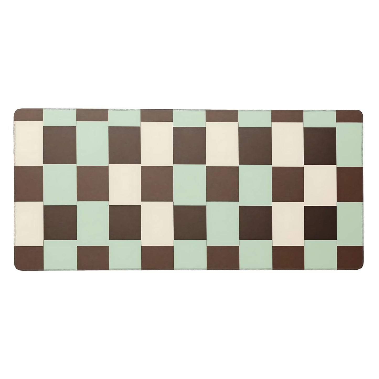 Cute Aesthetic Checkered Gaming Mouse Pad, Morandi Boho Desk Mat with Anti-Slip Base & Stitched
