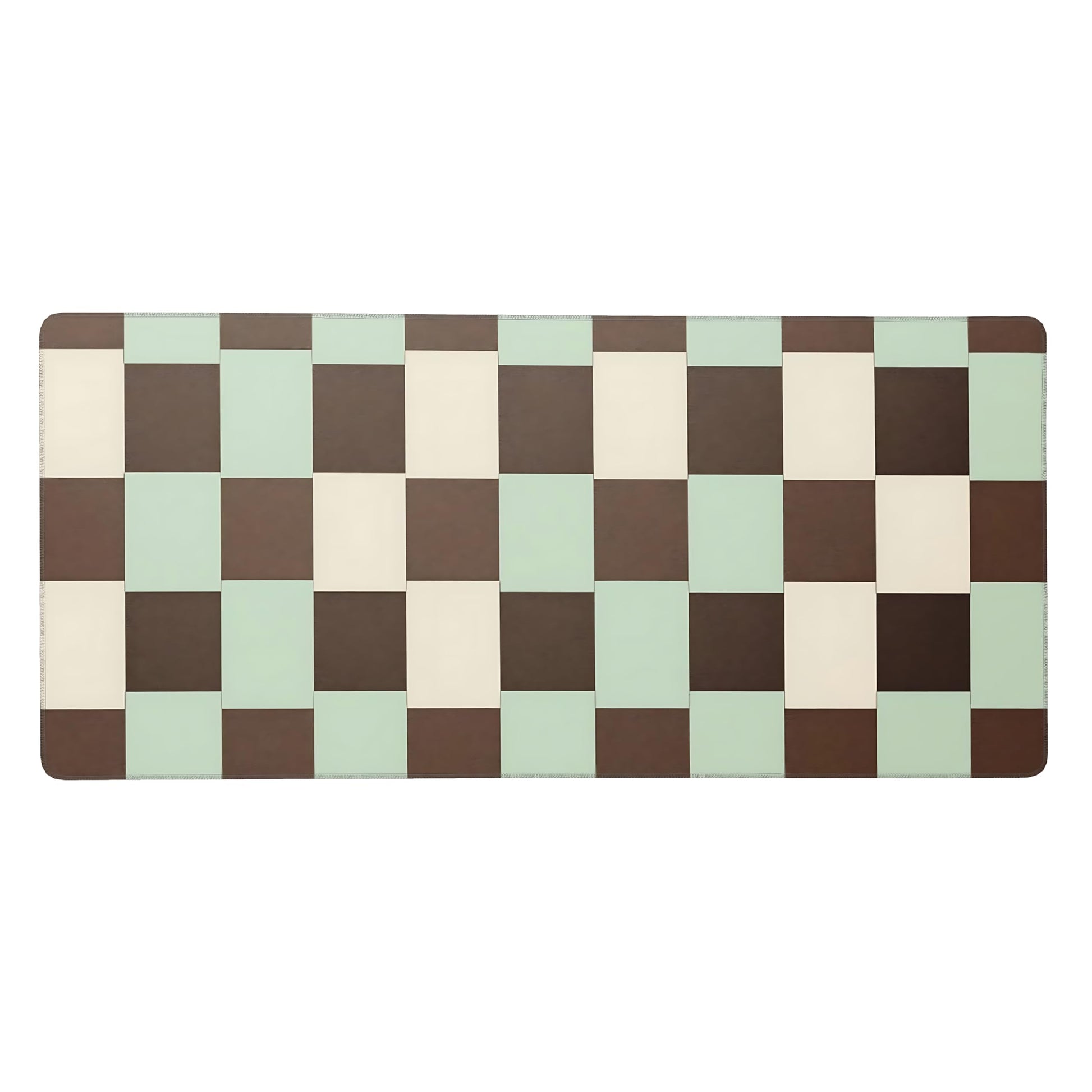 Cute Aesthetic Checkered Gaming Mouse Pad, Morandi Boho Desk Mat with Anti-Slip Base & Stitched