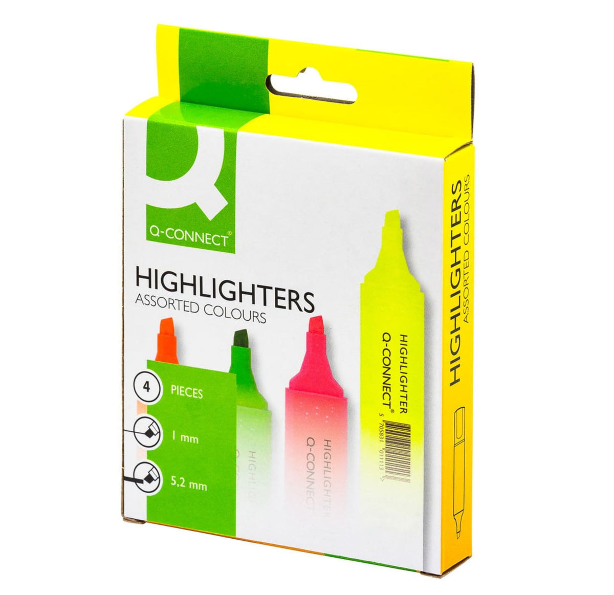 Q-CONNECT Highlighter Pens KF01116 - Assorted, Pack of 4