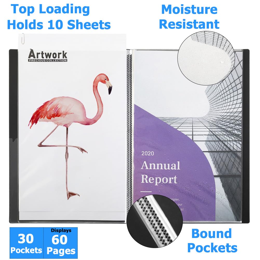 Sooez Heavy Duty Binder with Plastic Sleeves 18"x24", Portfolio Folder