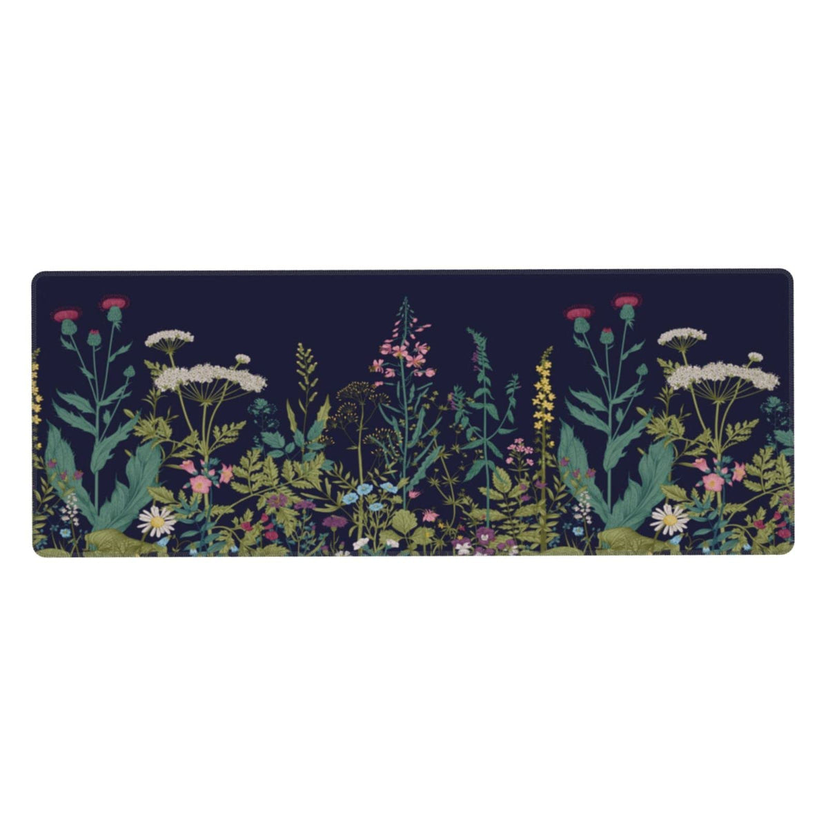 Flower Extended Gaming Mouse Pad Abstract Black Desk Mat 31.5x11.8 Inch Floral Texture Non-Slip