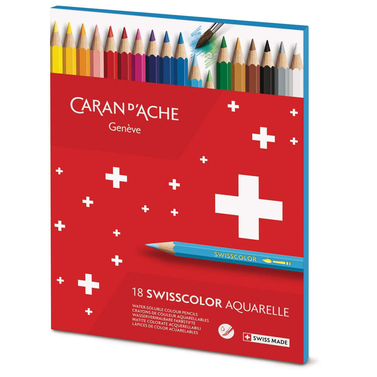 Caran d'Ache 1285.818 Swisscolor 18 Water-Soluble Colouring Pencils in Box