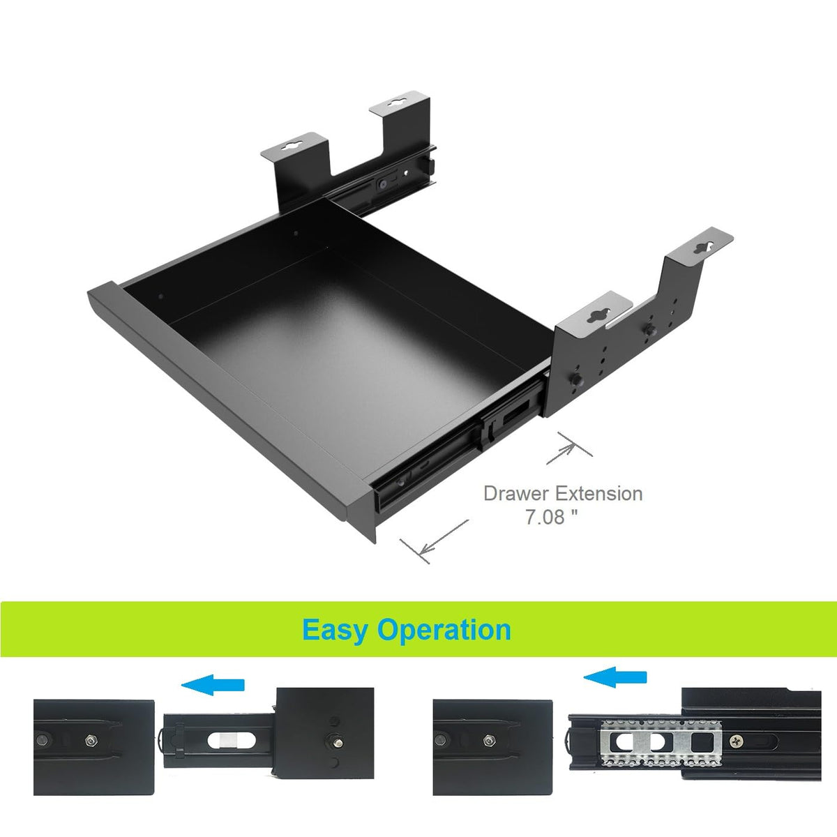 Beiyier Under Desk Sliding Drawer for Office Desk or Table, Pull-out Storage Organizer for