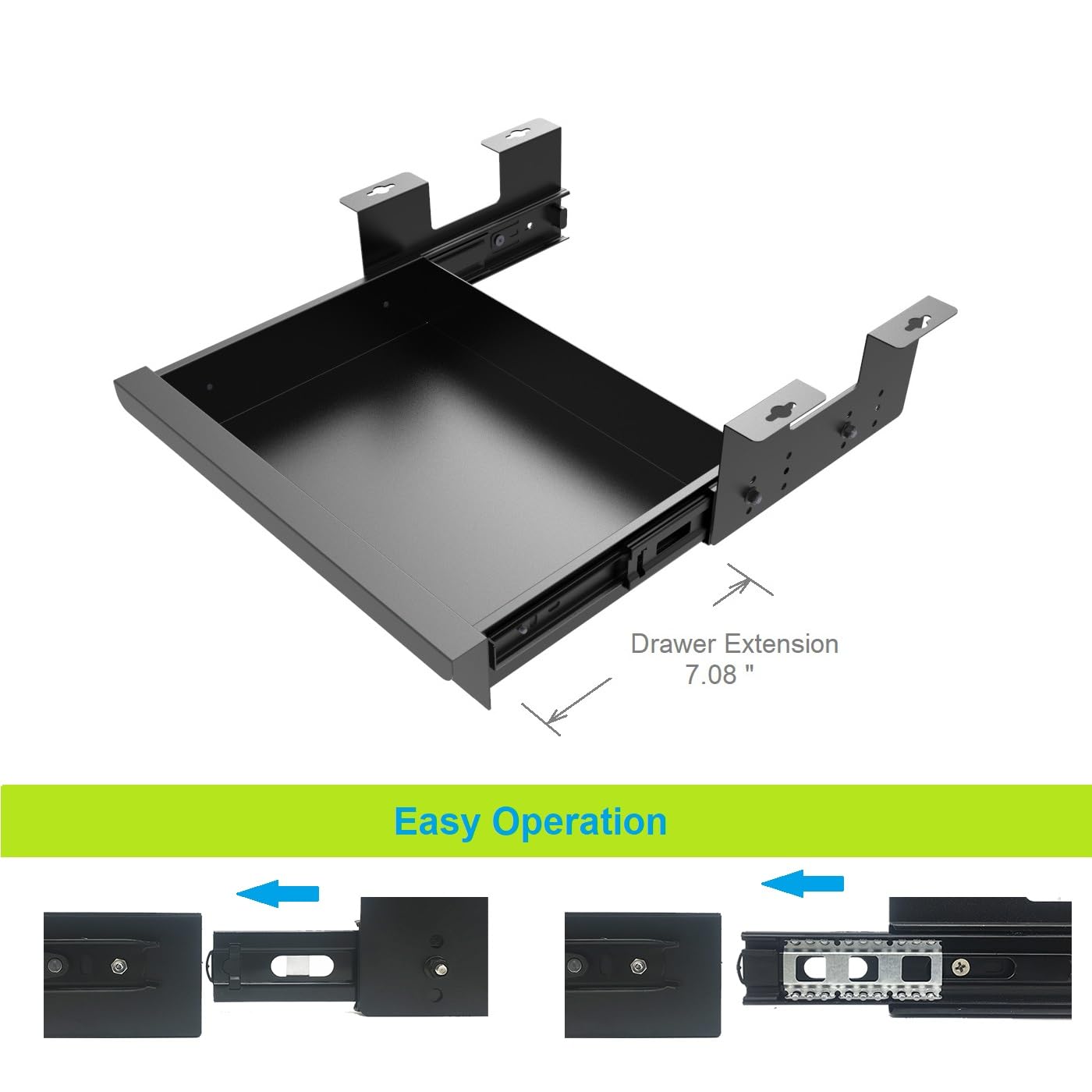 Beiyier Under Desk Sliding Drawer for Office Desk or Table, Pull-out Storage Organizer for
