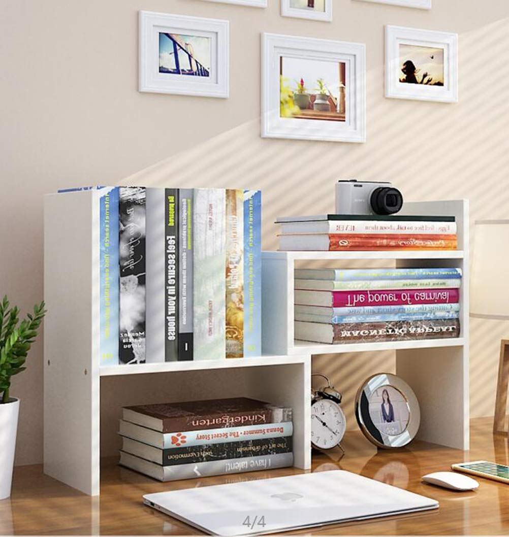 Sorfity Expandable Wood Desktop Bookshelf Desktop Organizer Office Storage Rack Wood Display Shelf