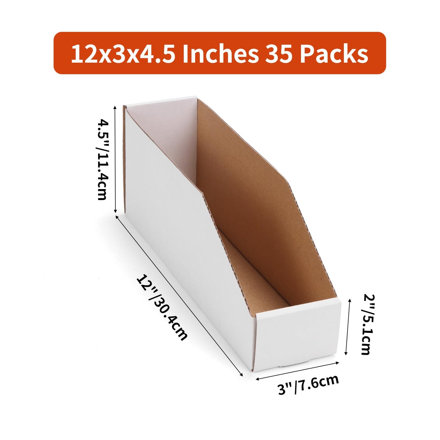 ZBEIVAN Cardboard Storage Bins Boxes 35 Packs 12x3x4.5 Inches, Easy Assembly Pantry Organizer Bins