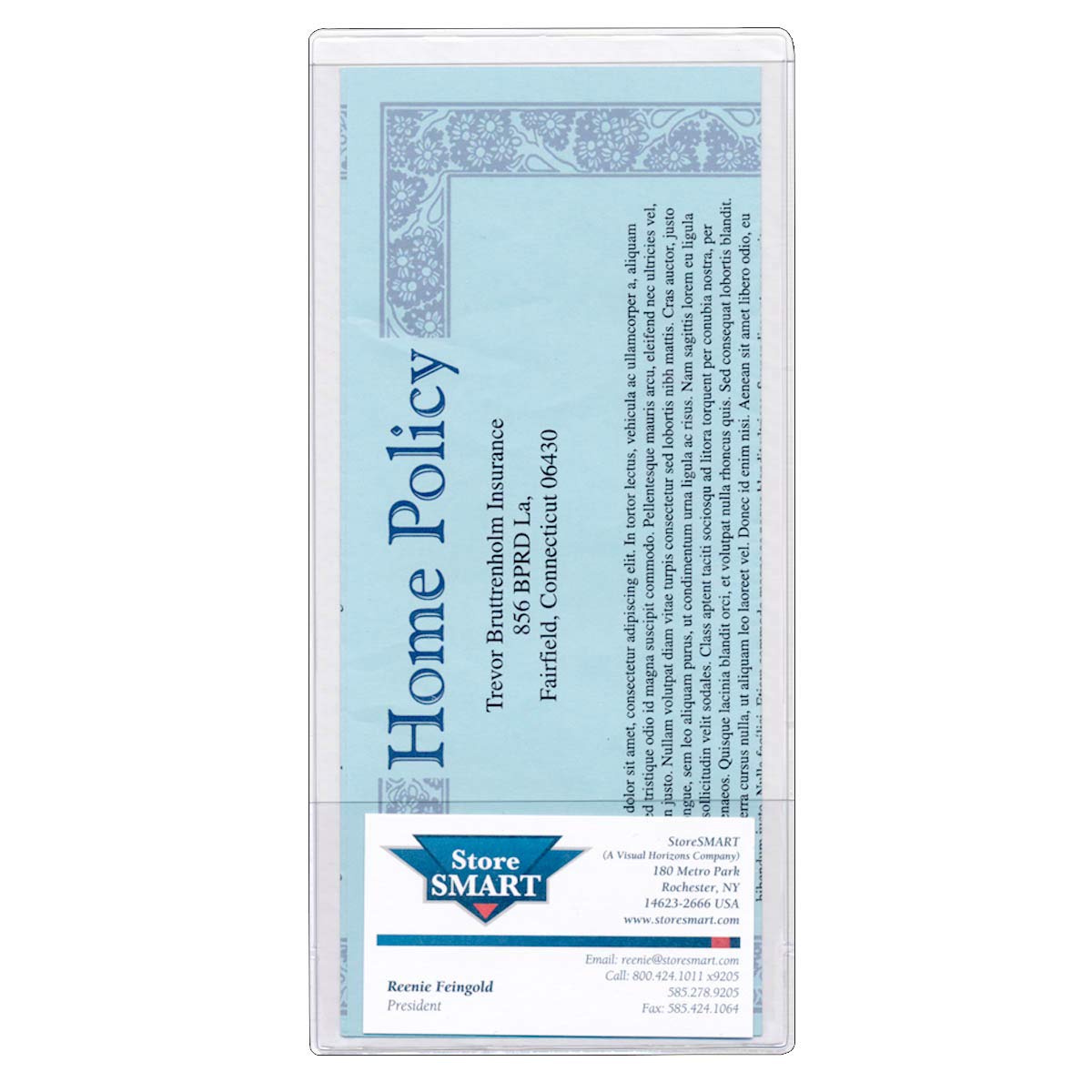 StoreSMART® - Brochure Holder with Business Card Pocket - Clear Vinyl Plastic - 20 Pack - 8 3/4" x