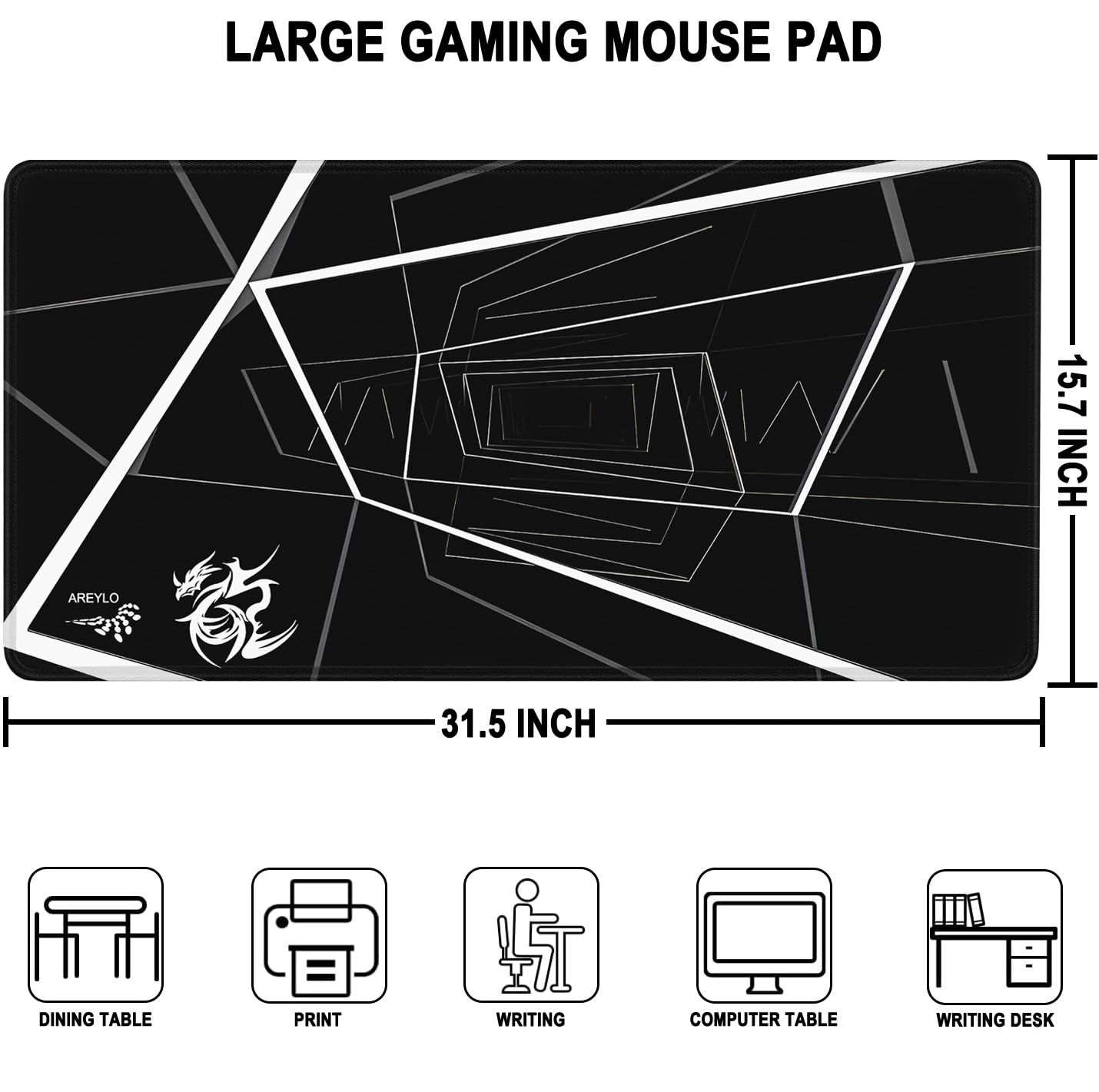 Mouse Pad Large, Waterproof Extra Large Gaming Mousepad with Stitched Edges, 31.5" x 15.7" Non-Slip