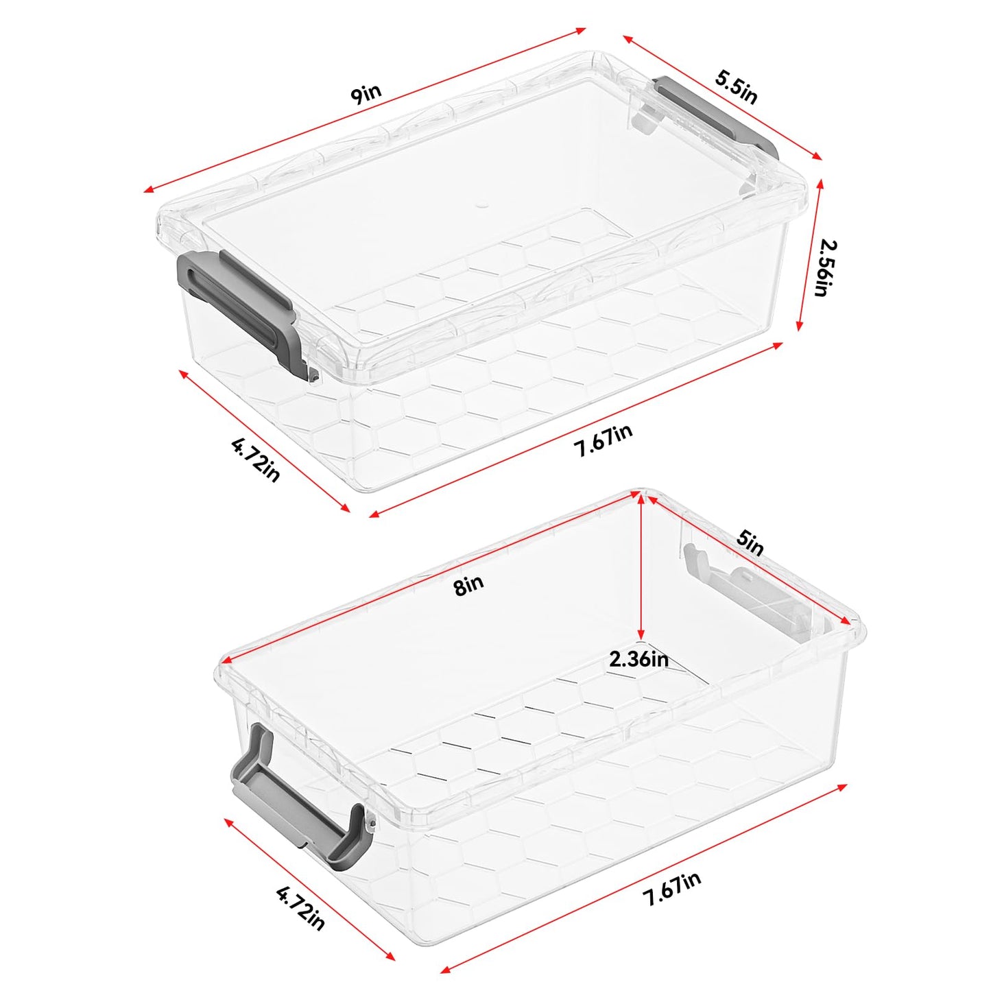 BiuLeon 4 Pack Extra Large Pencil Box, Plastic Pencil Case Organizer, Clear Crayon Box Marker