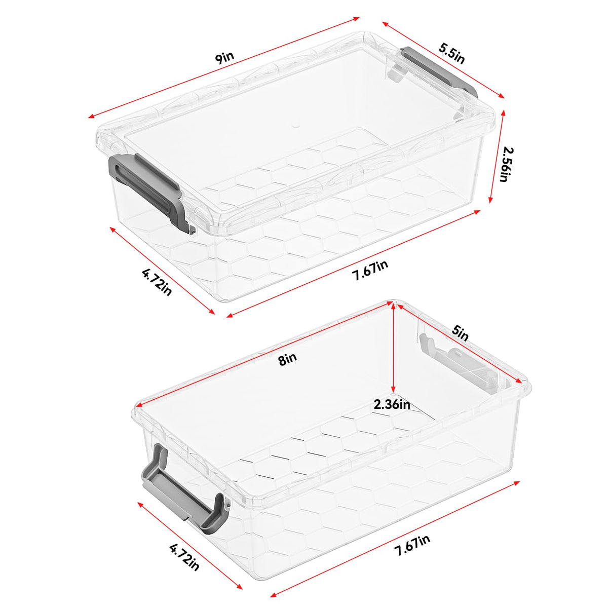 BiuLeon 4 Pack Extra Large Pencil Box, Plastic Pencil Case Organizer, Clear Crayon Box Marker