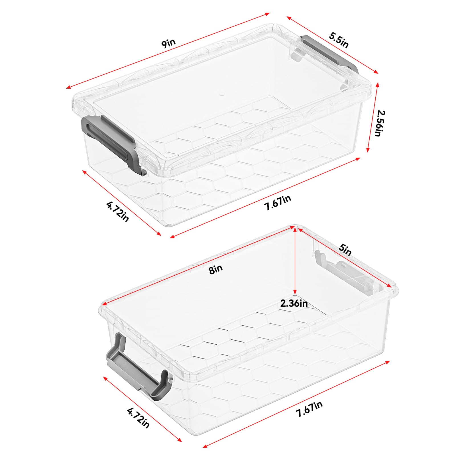 BiuLeon 4 Pack Extra Large Pencil Box, Plastic Pencil Case Organizer, Clear Crayon Box Marker