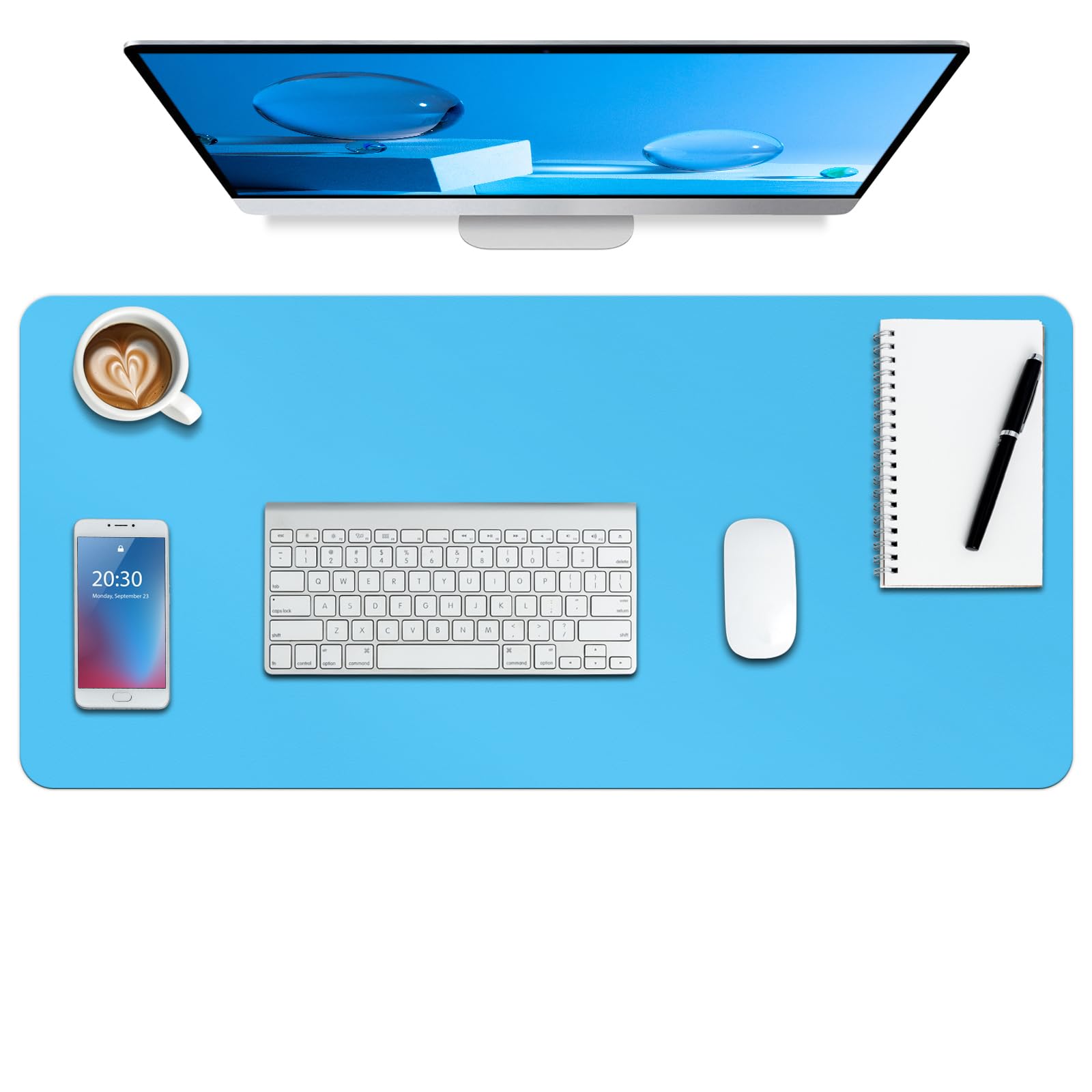Boutilon Leather Desk Pad Protector,Non-Slip Mouse Pad,Laptop Desk Pad,Office Mouse Mat,Waterproof