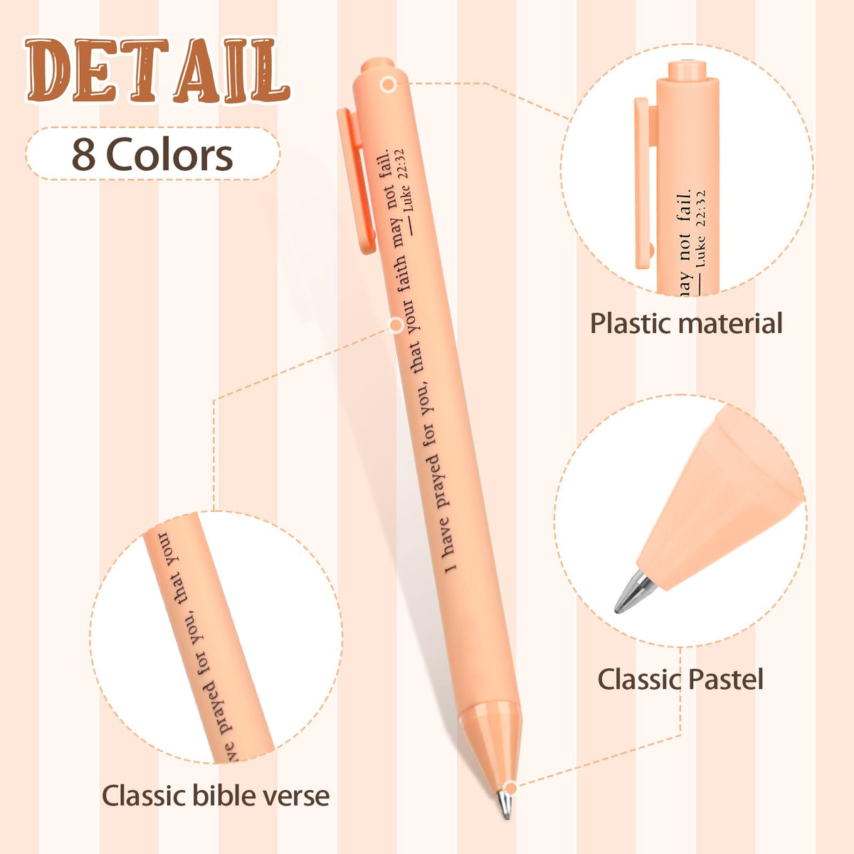 Cholemy 50 Pcs Bible Verse Pens Bulk Christian Pens Black Ink, Pastel
