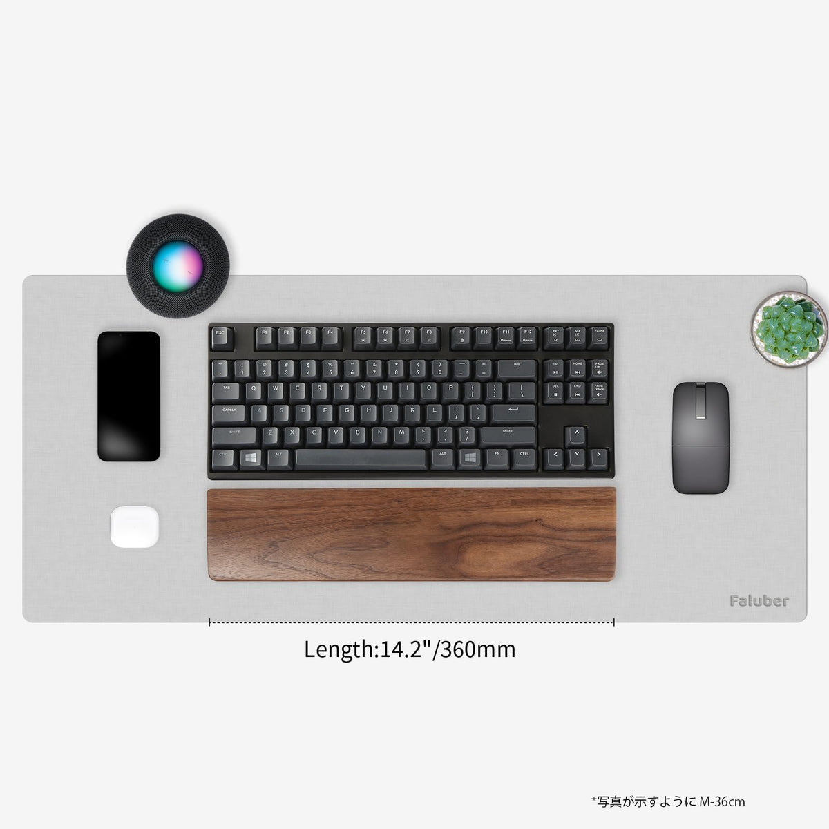 Faluber Wooden Wrist Rest, 14.3-inch Length and 20mm Thickness for Tenkeyless Keyboard, Walnut Wood