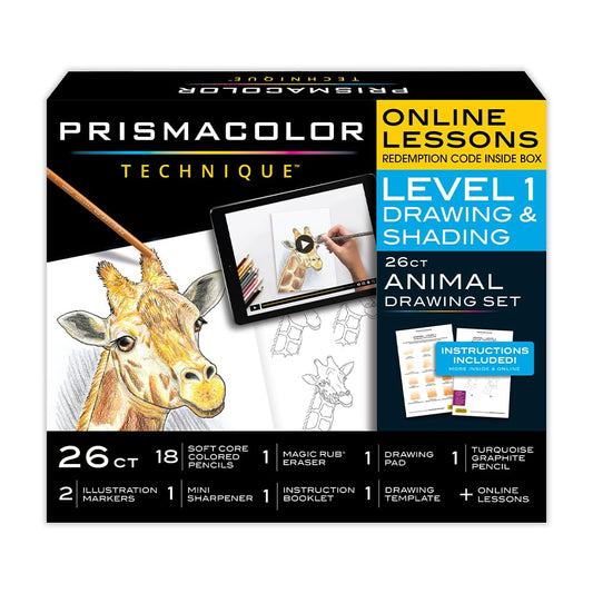 Prismacolor Technique Art Supplies with Digital Art Lessons, Animal Drawings Set Level 1, How to