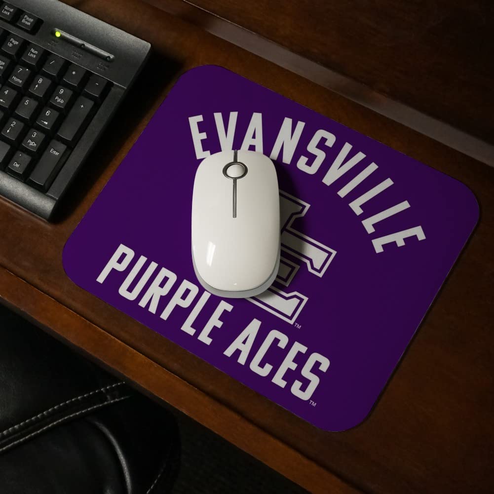 University of Evansville Purple Aces Logo Low Profile Thin Mouse Pad