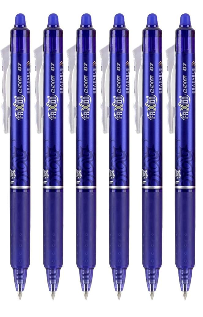 Advantage Gifts Clicker Retractable Erasable Gel Pens Fine Point (.7mm) Blue Ink 6-pk;