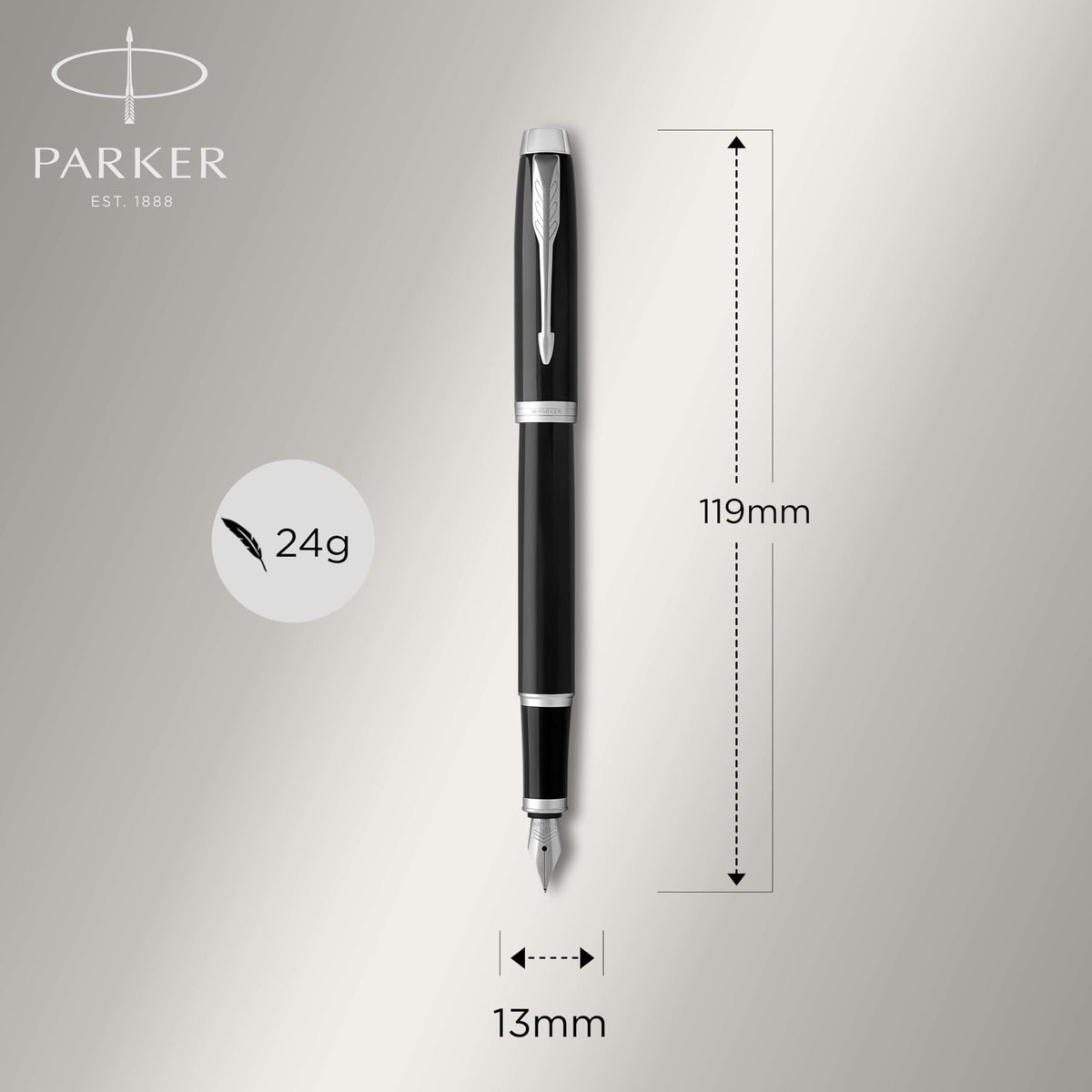 Parker IM Duo Gift Set with Ballpoint Pen & Fountain Pen | Gloss Black with Chrome Trim | Blue Ink