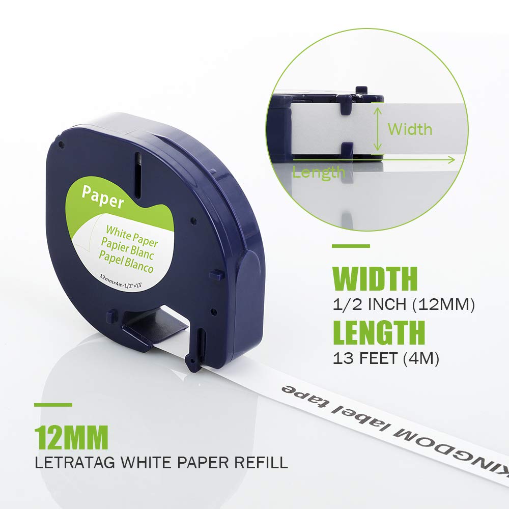 15-Pack 91330 Paper White Label Compatible with Dymo Letratag Tape