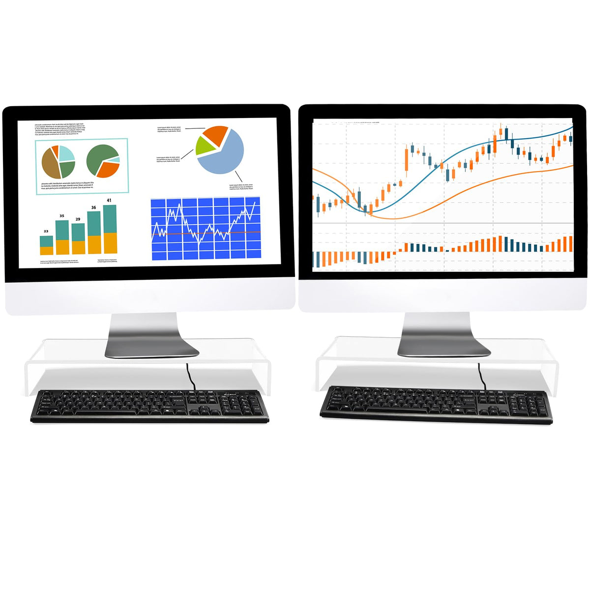 Jetec 2 Pcs Acrylic Monitor Stand Desktop Computer, Clear, 20 x 8 x 3 Inch