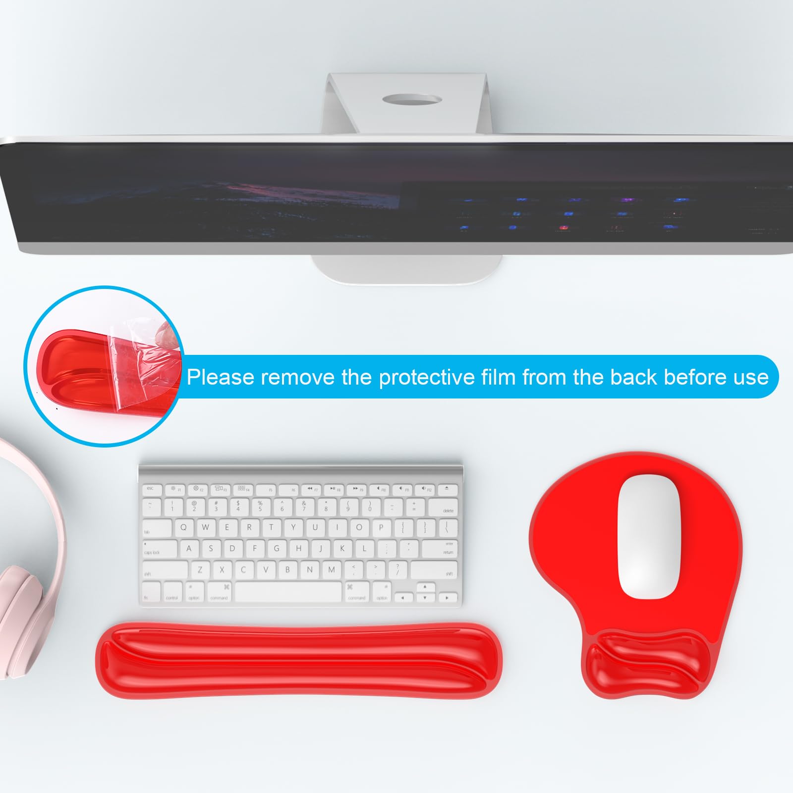 Laokiiy Gel Wrist Rest Mouse Pad Set, Ergonomic Support for Office Gaming