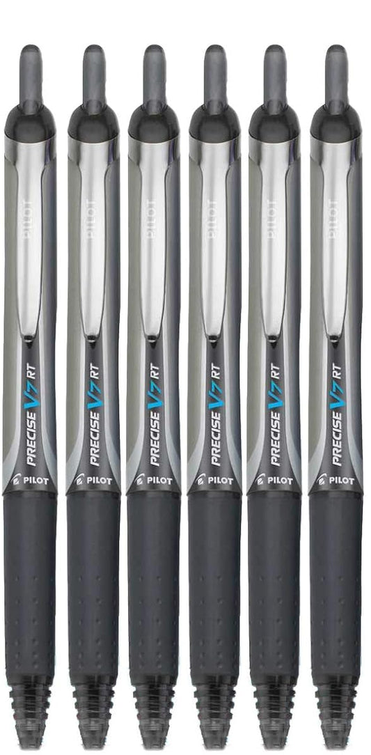 Advantage Gifts Precise V7 RT Retractable Rolling Ball Pens, Fine Point (.7mm), Black Ink, 6-pk;