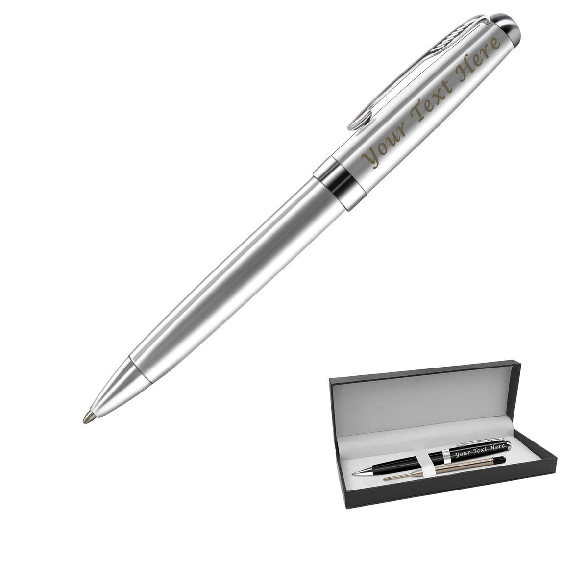 ABIsedrin Personalized Pens, Custom Engraved Pen Case for Men, Twist Action 0.7 Ballpoint Pens