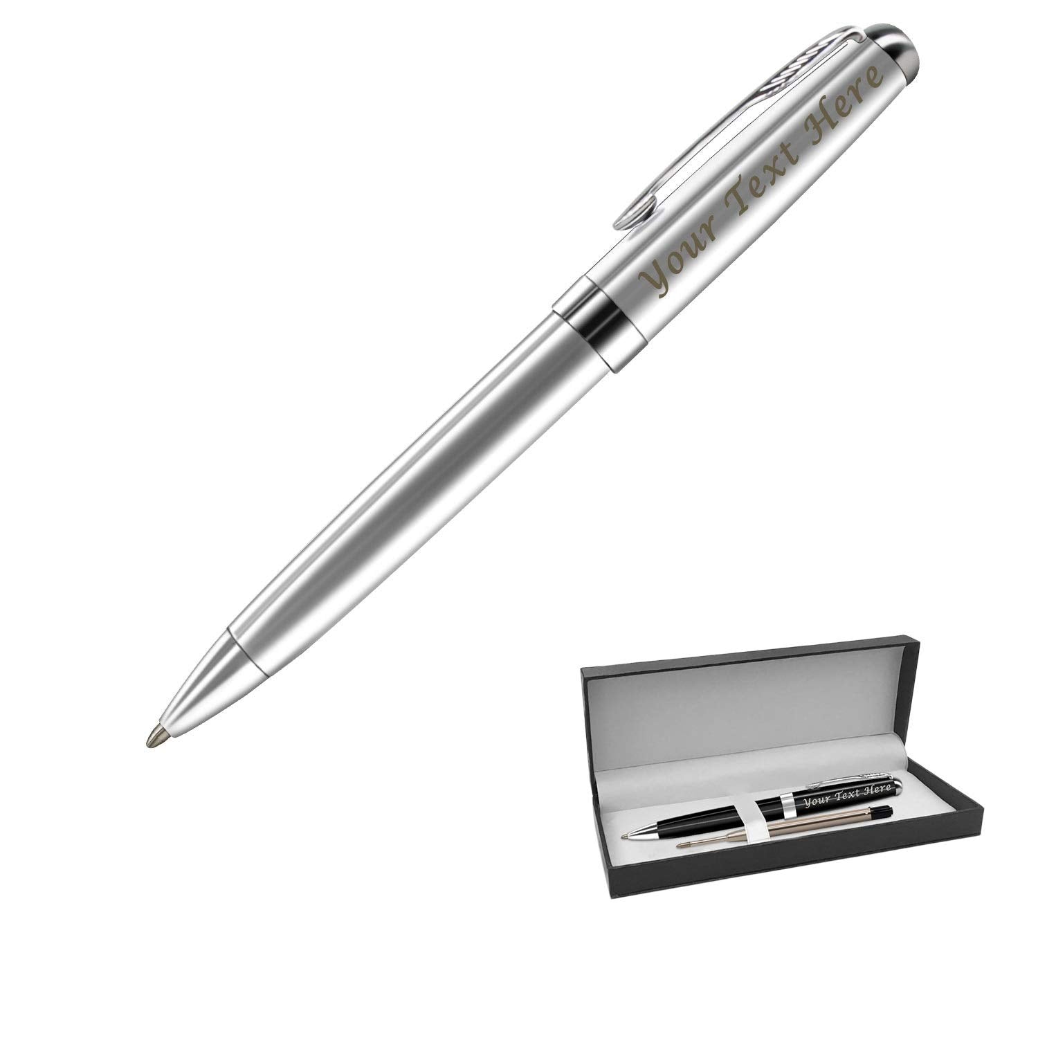 ABIsedrin Personalized Pens, Custom Engraved Pen Case for Men, Twist Action 0.7 Ballpoint Pens