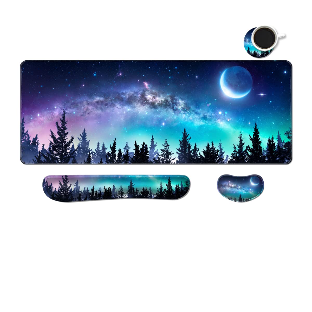 MIBITRI Keyboard Mouse Pad Set, Extended Gaming Mouse Pad+Ergonomics Keyboard Wrist Rest Support