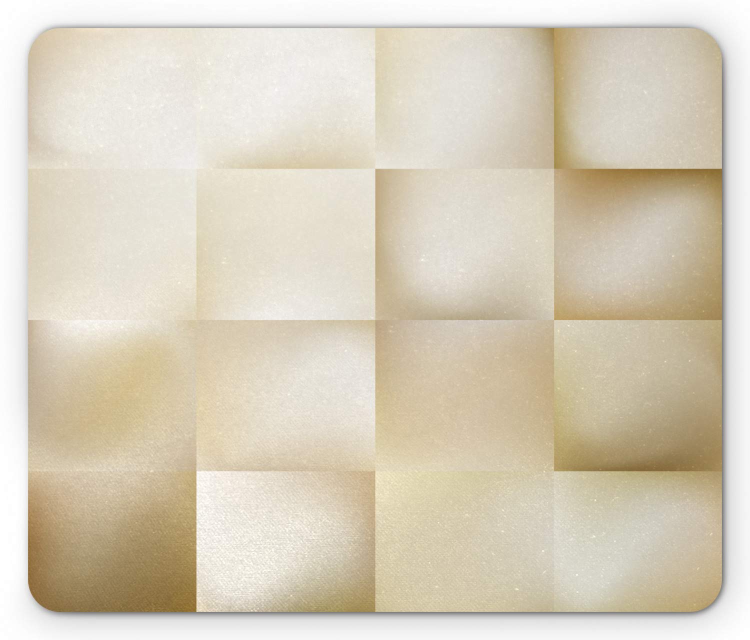Ambesonne Ivory Mouse Pad, Abstract Square Shaped Geometric Fractal Pattern Modern Shady Tone