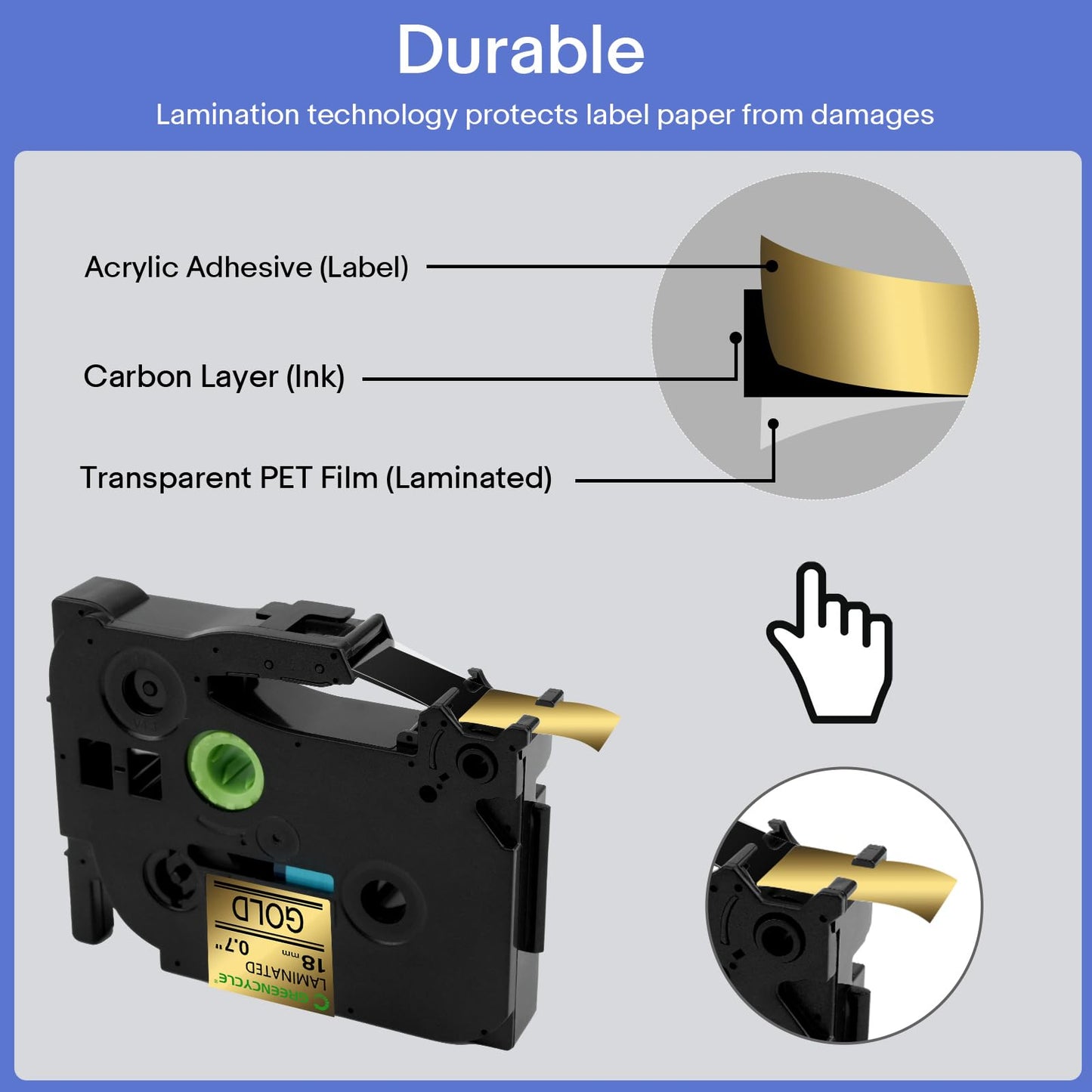 GREENCYCLE Compatible for Brother P-Touch Label Tape TZe-841 18mm 0.7" Laminated Gold TZe841 TZ-841