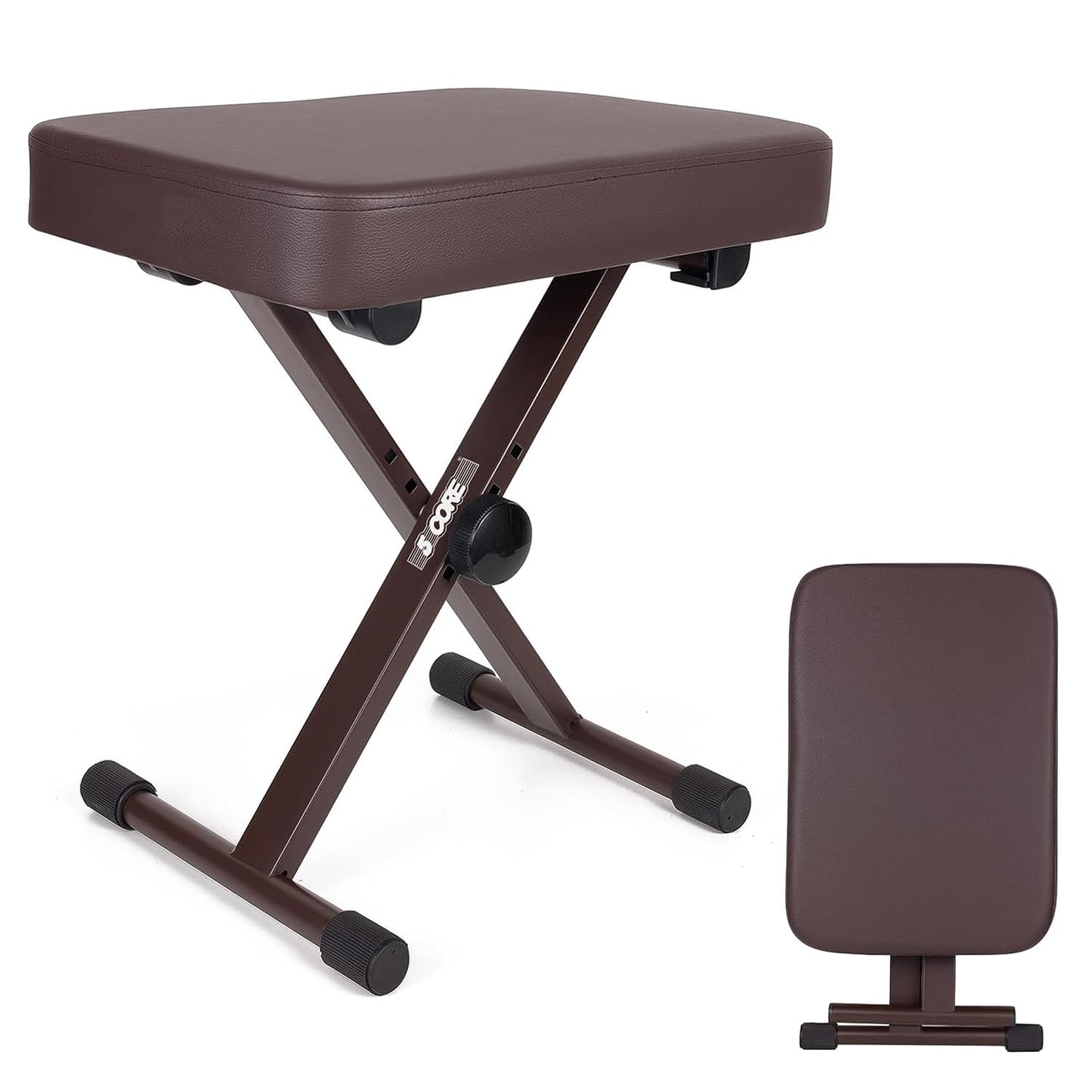 5 CORE Piano Bench X-Style Foldable 3" Padded Keyboard Seat Adjustable Height for Keyboards Synths