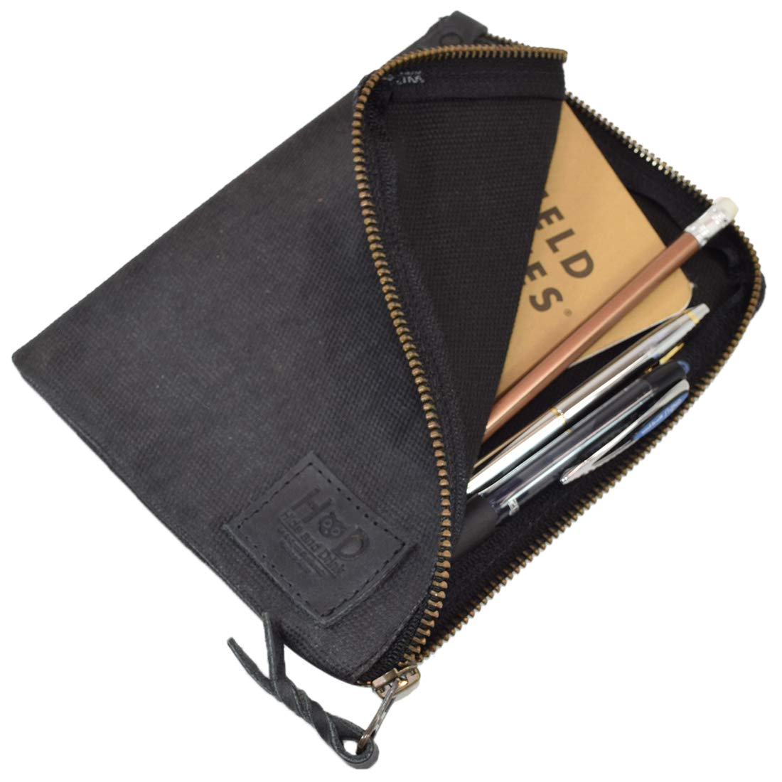Hide & Drink, Scribbler Case for Notebook Handmade from Waxed Canvas (Charcoal Black)
