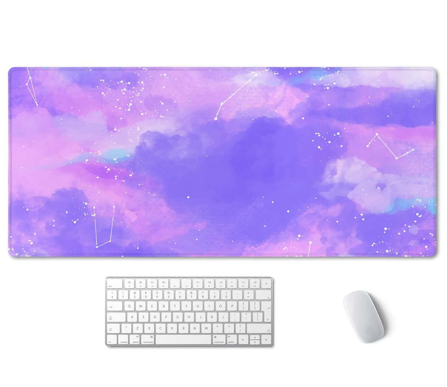 SSOIU Pink Pastel Desk Mat, Gorgeous Starry Sky Desk Pad, Cute Large Gaming Mousepad, Gamer Girl