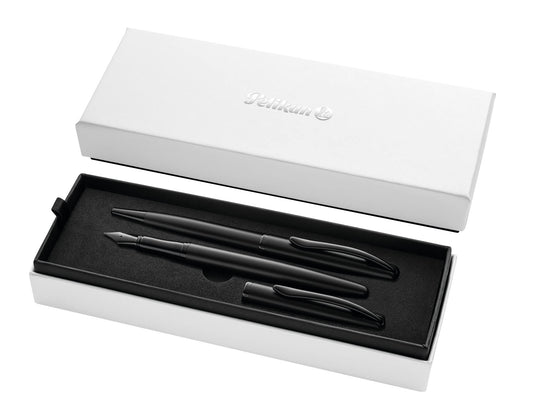 Pelikan Jazz Noble 821896 Gift Set with Fountain Pen and Ballpoint Pen, Carbon (Black), Elegant