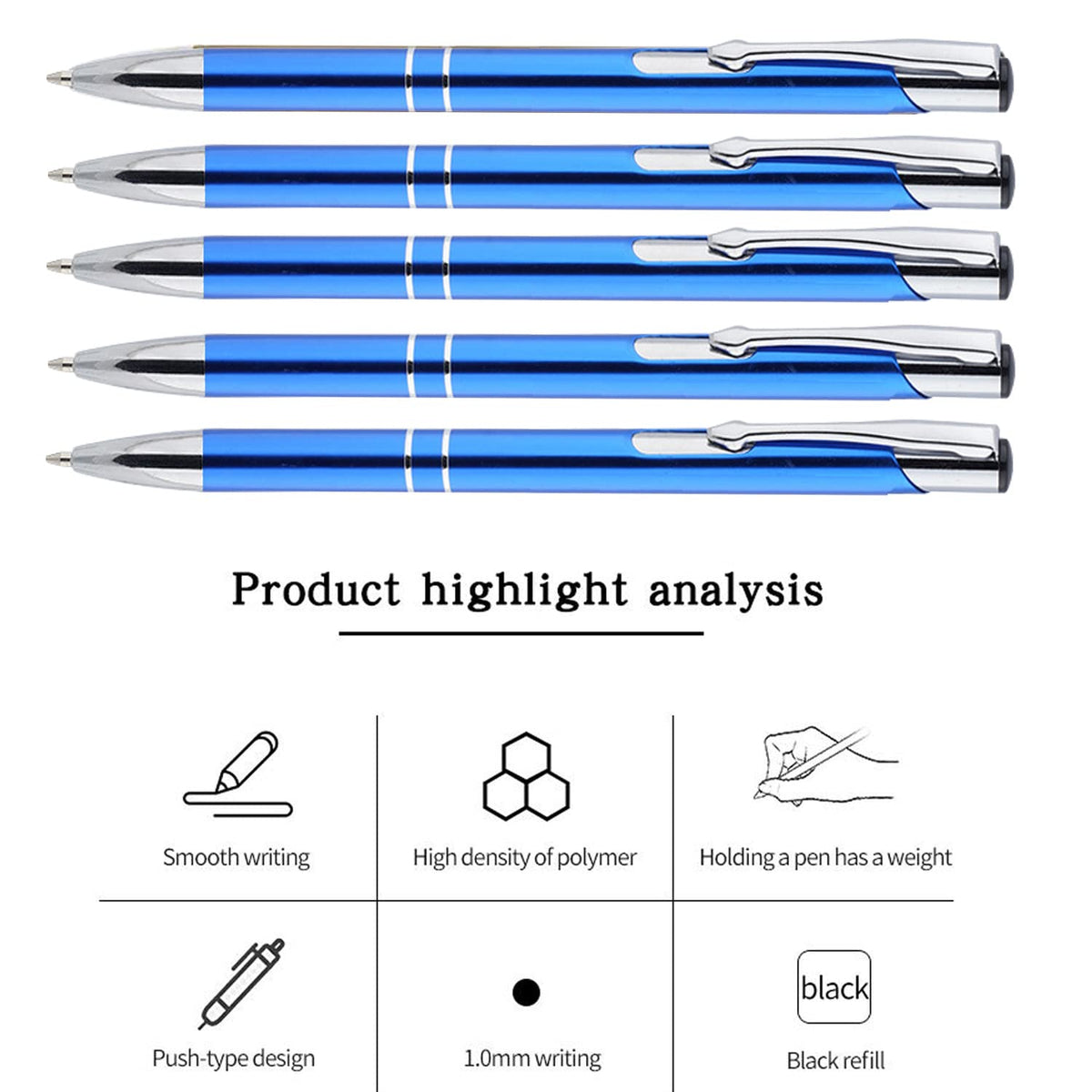 AOK 50PACK Personalized Pens Custom Black writing - Metal Name pens - Laser Engraved with Your Text