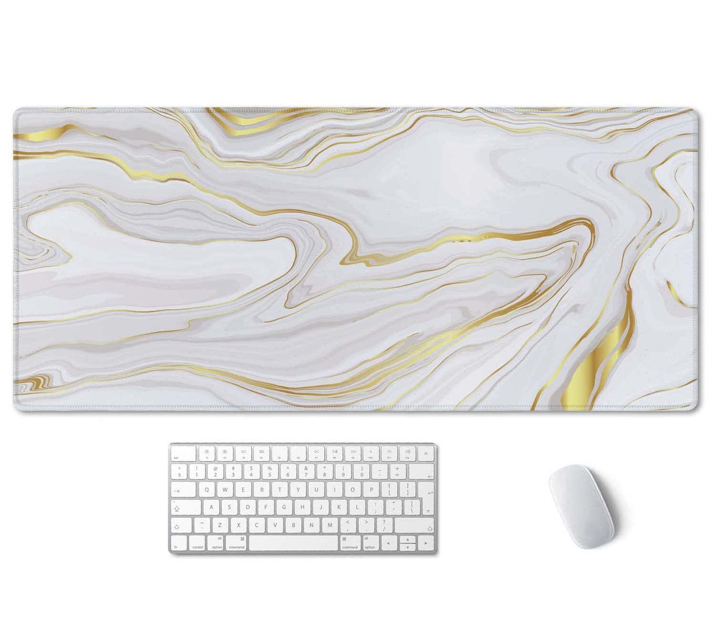 SSOIU White Gold Marble Desk Mat, Desk Pad, Large Mousepad, Large Mouse Pad 35.5" x 15.7" XXL
