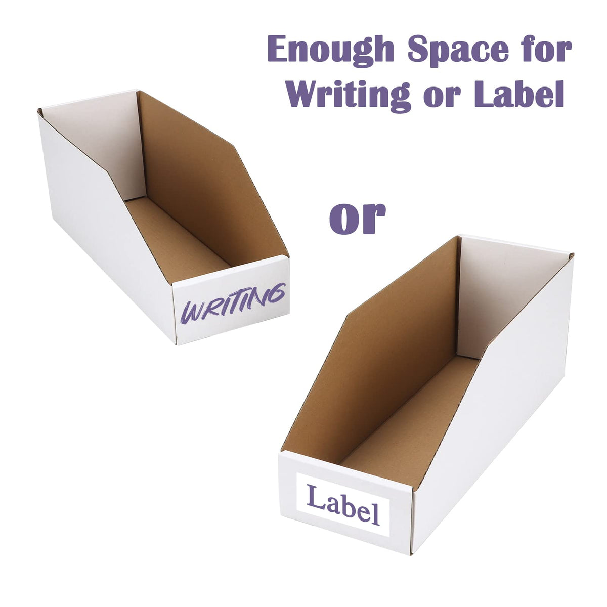 EXYGLO Cardboard Boxes, Pack of 35 Corrugated Storage Bins 12x4x4.5inch Pantry Organizer Bins for