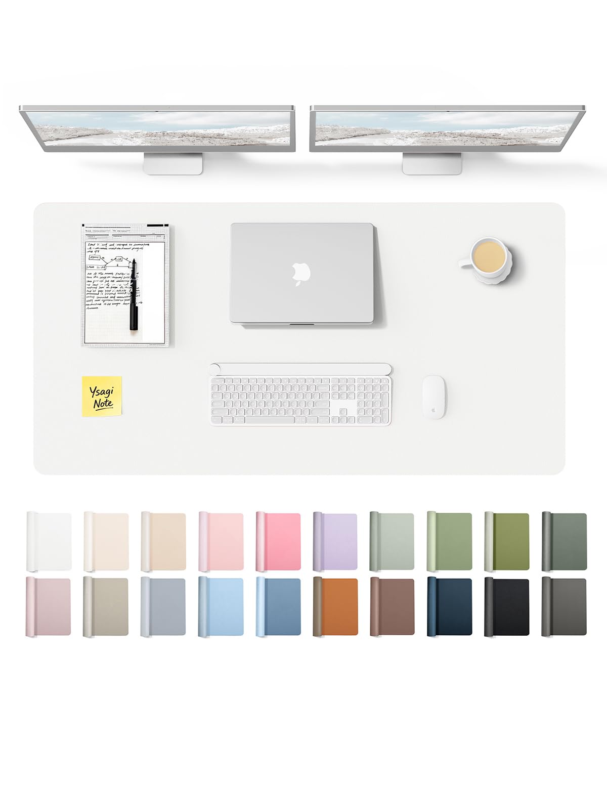 YSAGi Leather Desk Protector, Office Mat, Large Mouse Mat, Non-Slip PU Leather Blotter, Laptop Desk