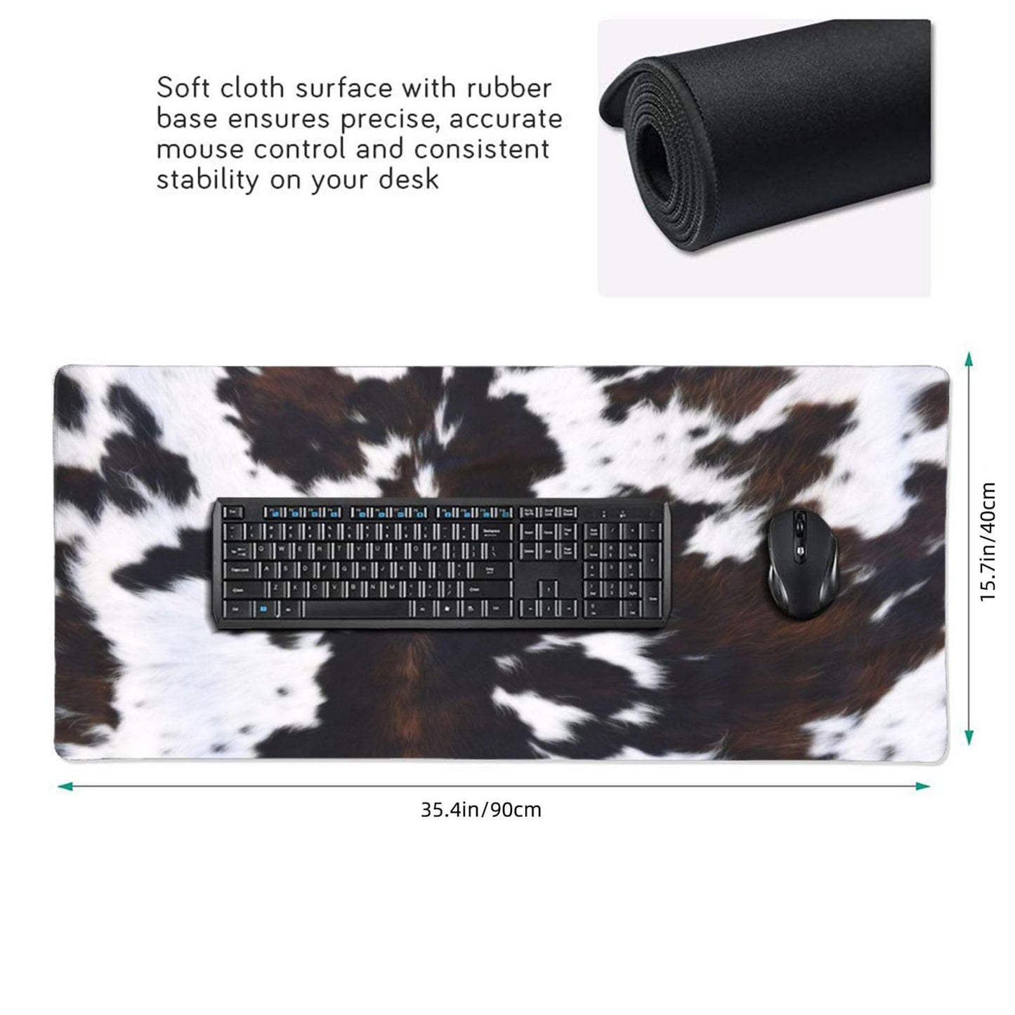 Gaming Mouse Pad, Large Non-Slip Rubber Base Mousepad, Keyboard Mouse Mat, Desk Pad with Stitched