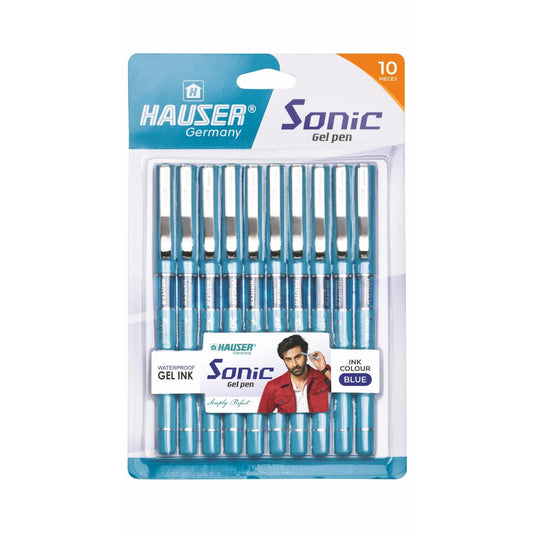 Hauser Sonic 0.55mm Gel Pen Box Pack | Attractive Foiled Body | Stylish Metal Clip | Refillable &