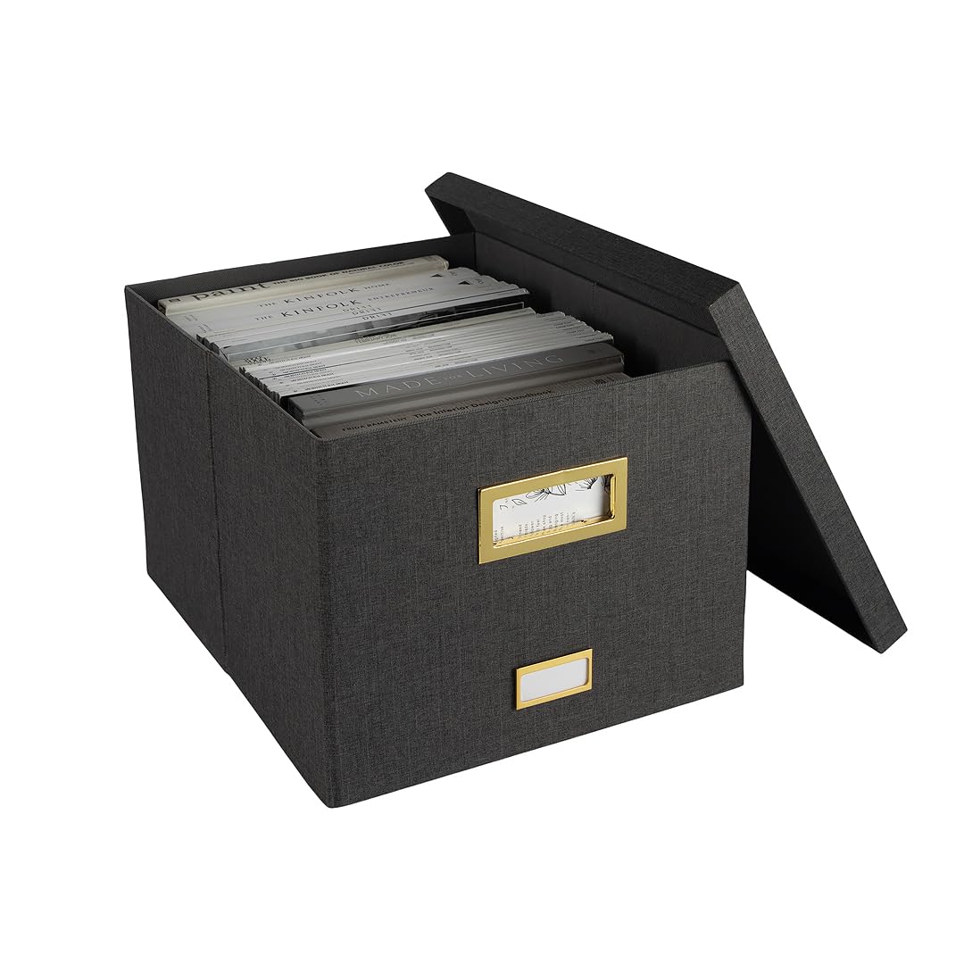 BLU MONACO | Desktop Hanging File Organizer Box with Lid | Hanging File Organizer for Desk in Grey